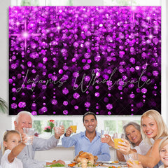 Lofaris Purple And Black Glitter Birthday Backdrop For Girl