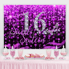 Lofaris Purple And Black Glitter Sweet 16th Birthday Backdrop