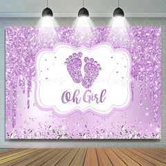 Lofaris Purple And Glitter Oh Girl Theme Baby Shower Backdrop