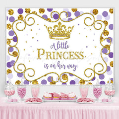 Lofaris Purple and Golden Crown Princess Baby Shower Backdrop