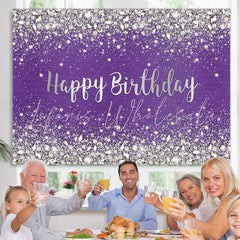 Lofaris Purple and Shinning Bokeh Dots Happy Birthday Backdrop