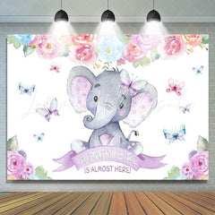 Lofaris purple baby elephant red florals shower backdrop