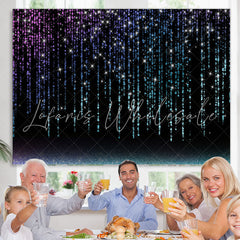 Lofaris Purple Blue Bokeh Glitter Black Birthday Party Backdrop