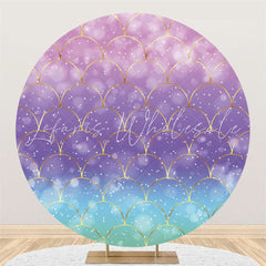 Lofaris Purple Blue Mermaid Scales Bokeh Circle Party Backdrop