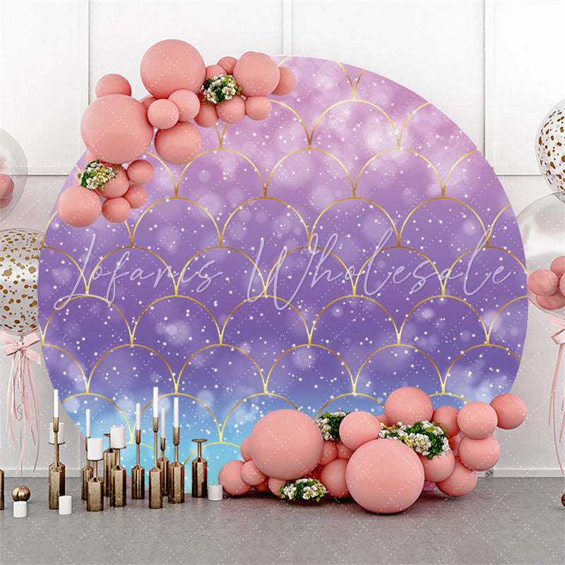 Lofaris Purple Blue Mermaid Scales Bokeh Circle Party Backdrop