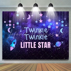 Lofaris Purple Blue Star Night Baby Shower Backdrop For Decro