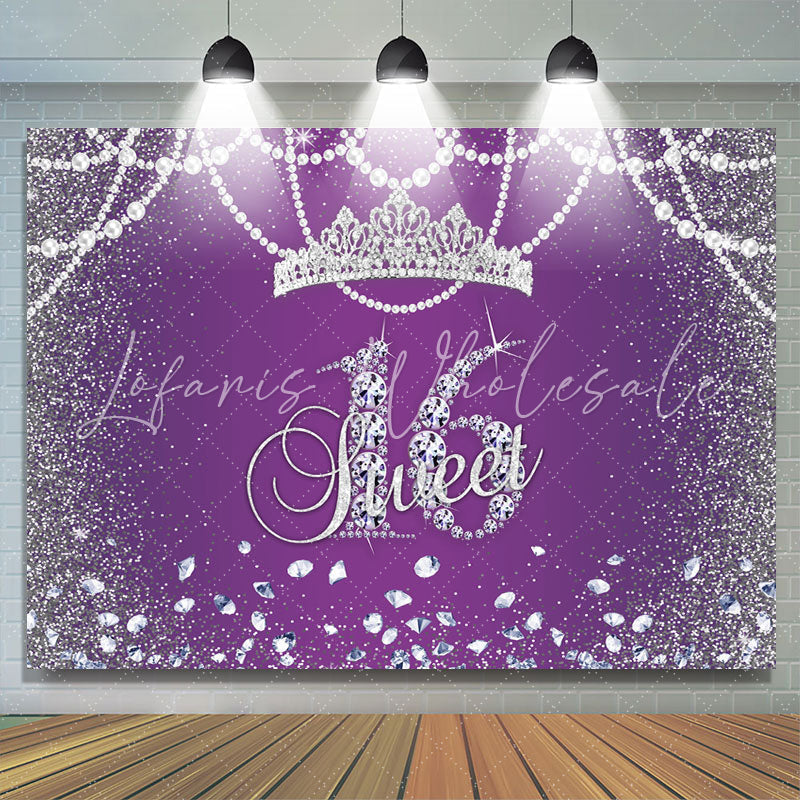 Lofaris Purple Bokeh Sweet 16 Birhtday Backdrop Princess Girl