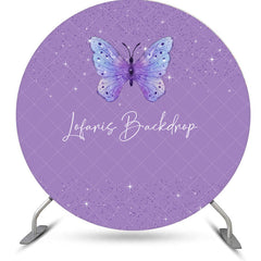 Lofaris Purple Butterfly Sparkle Round Birthday Backdrop