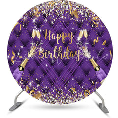 Lofaris Purple Champagne Ribbons Round Birthday Backdrop