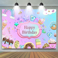 Lofaris Purple Dessert Rainbow Themed Birthday Backdrop