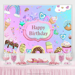 Lofaris Purple Dessert Rainbow Themed Birthday Backdrop