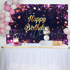 Lofaris Purple Dots Bokeh Gold Letter Birthday Backdrop