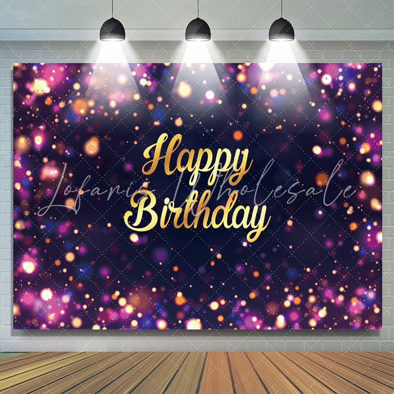 Lofaris Purple Dots Bokeh Gold Letter Birthday Backdrop