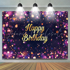 Lofaris Purple Dots Bokeh Gold Letter Birthday Backdrop