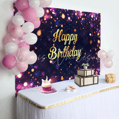 Lofaris Purple Dots Bokeh Gold Letter Birthday Backdrop