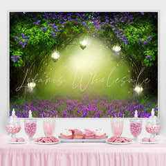 Lofaris Purple Floral And Trees With Dense Baby Shower Backdrop