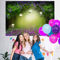 Lofaris Purple Floral And Trees With Dense Baby Shower Backdrop