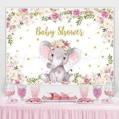 Lofaris Purple Floral Elephant Baby Shower Backdrop for Girl