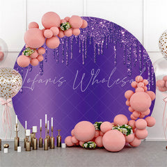 Lofaris Purple Glitter Round Birthday Party Backdrop Decoration