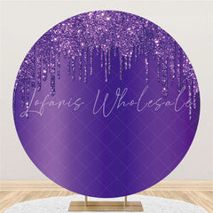 Lofaris Purple Glitter Round Birthday Party Backdrop Decoration