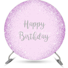 Lofaris Purple Glitter Sparkle Round Happy Birthday Backdrop