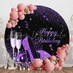 Lofaris Purple High Heel Champagne Round Birthday Backdrop