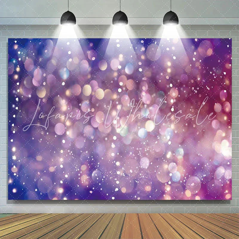 Lofaris Purple Light Dreamy Glitter Girl Birthday Backdrop