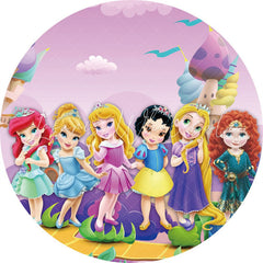 Lofaris Purple Little Princess Round Happy Birthday Backdrop