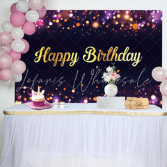 Lofaris Purple Neon Dots Bokeh Golden Birthday Backdrop