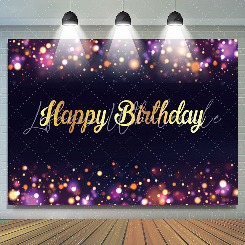 Lofaris Purple Neon Dots Bokeh Golden Birthday Backdrop