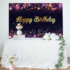 Lofaris Purple Neon Dots Bokeh Golden Birthday Backdrop