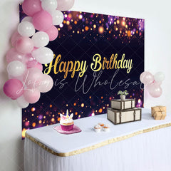 Lofaris Purple Neon Dots Bokeh Golden Birthday Backdrop