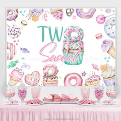 Lofaris Purple Pink Sweet Donuts Happy 2nd Birthday Backdrop