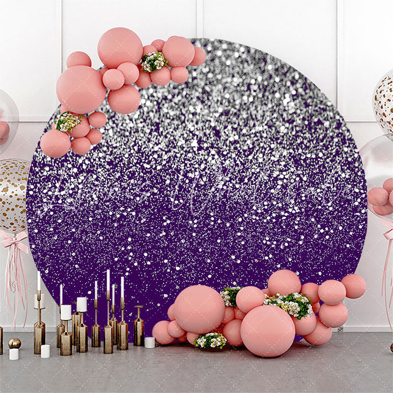 Lofaris Purple Silver Diamond Glitter Round Birthday Backdrop