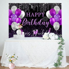 Lofaris Purple Sliver Glitter Balloon Gift Birthday Backdrop