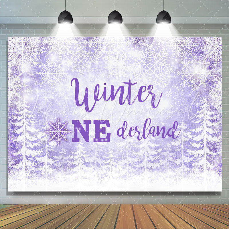 Lofaris Purple Snowflake Winter One Derland Backdrop For Girl