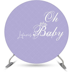 Lofaris Purple White Oh Baby Round Gender Reveal Backdrop