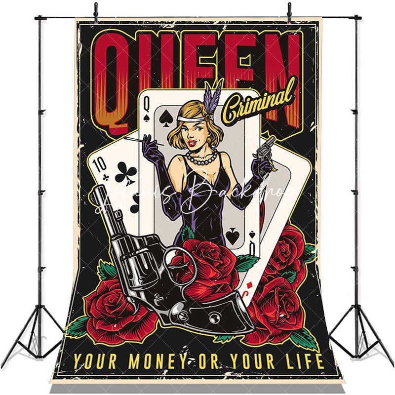 Lofaris Queen Poker Your Money Or Life Casino Backdrop