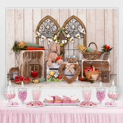 Lofaris Rabbit And Carrot With Wooden Backdrop For Decoration