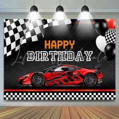 Lofaris Racing Car Theme Balloons Black Happy Birthday Backdrop