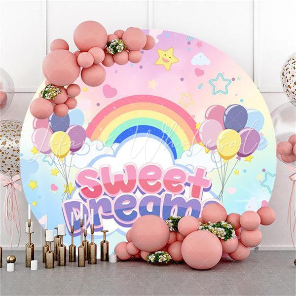 Lofaris Rainbow And Ballon Round Sweet Dream Birthday Backdrop