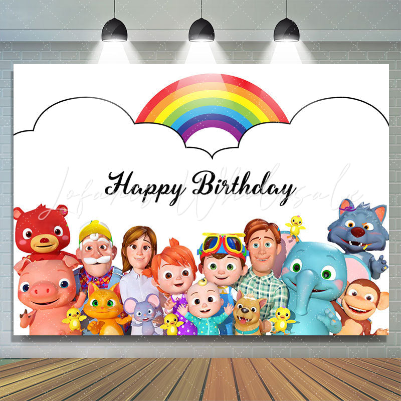 Lofaris Rainbow Cartoon Party Decor Backdrop for Birthday