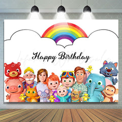 Lofaris Rainbow Cartoon Party Decor Backdrop for Birthday