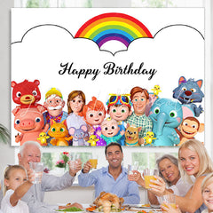 Lofaris Rainbow Cartoon Party Decor Backdrop for Birthday