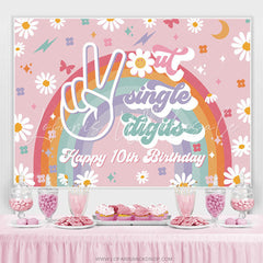 Lofaris Rainbow Floral Sweet Happpy 10th Birthday Backdrop