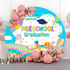 Lofaris Rainbow Hot Air Balloon Round Preschool Grad Backdrop