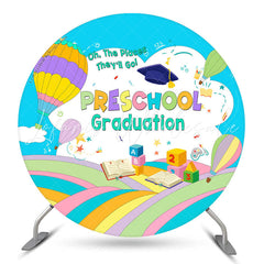 Lofaris Rainbow Hot Air Balloon Round Preschool Grad Backdrop