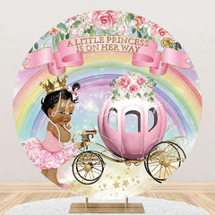 Lofaris Rainbow Little Princess Round Baby Shower Backdrop