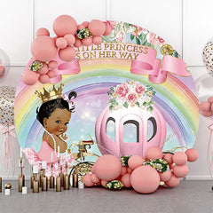 Lofaris Rainbow Little Princess Round Baby Shower Backdrop