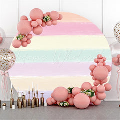 Lofaris Rainbow Stripe Round Happy Birthday Backdrop For Party